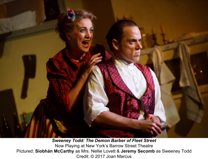 Sweeney Todd OFF-BROADWAYDRAMA BARROW STREET THEATRE 27 BARROW STREET SYNOPSIS: A barber who was unjustly imprisoned for years by a corrupt judge returns to England bent on revenge — a revenge that turns indiscriminately murderous, leading his resourcef