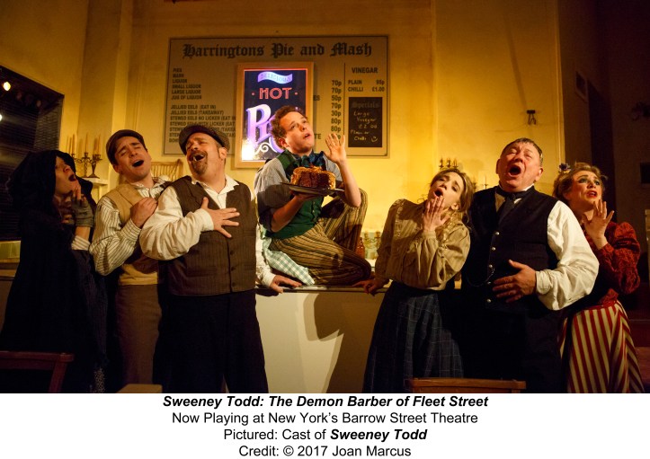 Sweeney Todd OFF-BROADWAYDRAMA BARROW STREET THEATRE 27 BARROW STREET SYNOPSIS: A barber who was unjustly imprisoned for years by a corrupt judge returns to England bent on revenge — a revenge that turns indiscriminately murderous, leading his resourcef