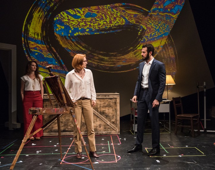 Jane (Amanda Rose) looks on as Julie (Jenny Peirsol) and her boyfriend Michael Romeo Ruocco chat. Photo by Russ Rowland -2