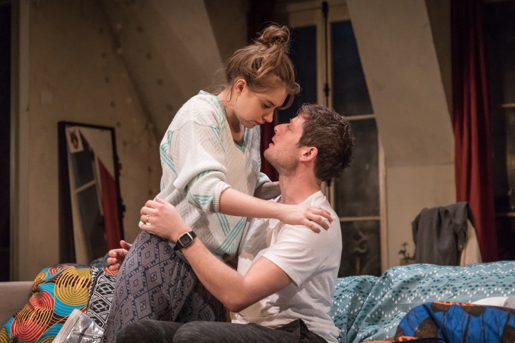 Imogen Poots (Abby) & James Norton (Zack) in Belleville at the Donmar Warehouse, director Michael Longhurst, designer Tom Scutt. Photo by Marc Brenner (2)