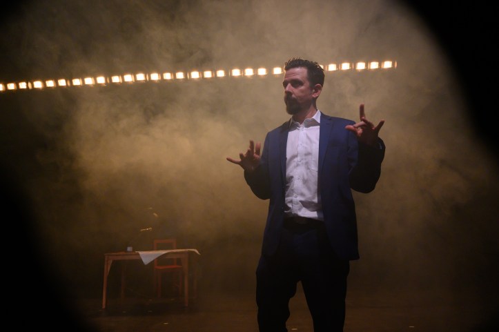 6- Thaddeus Phillips in 17 BORDER CROSSINGS at New York Theatre Workshop, Photo by Johanna Austin